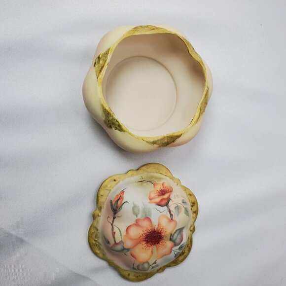 Trinket Box, TT Takito, Hand Painted Rose, Japan Porcelain  VTG Hand-Painted Cricket Jewelry Box Lidded Porcelain Trinket Box By L. Gibson